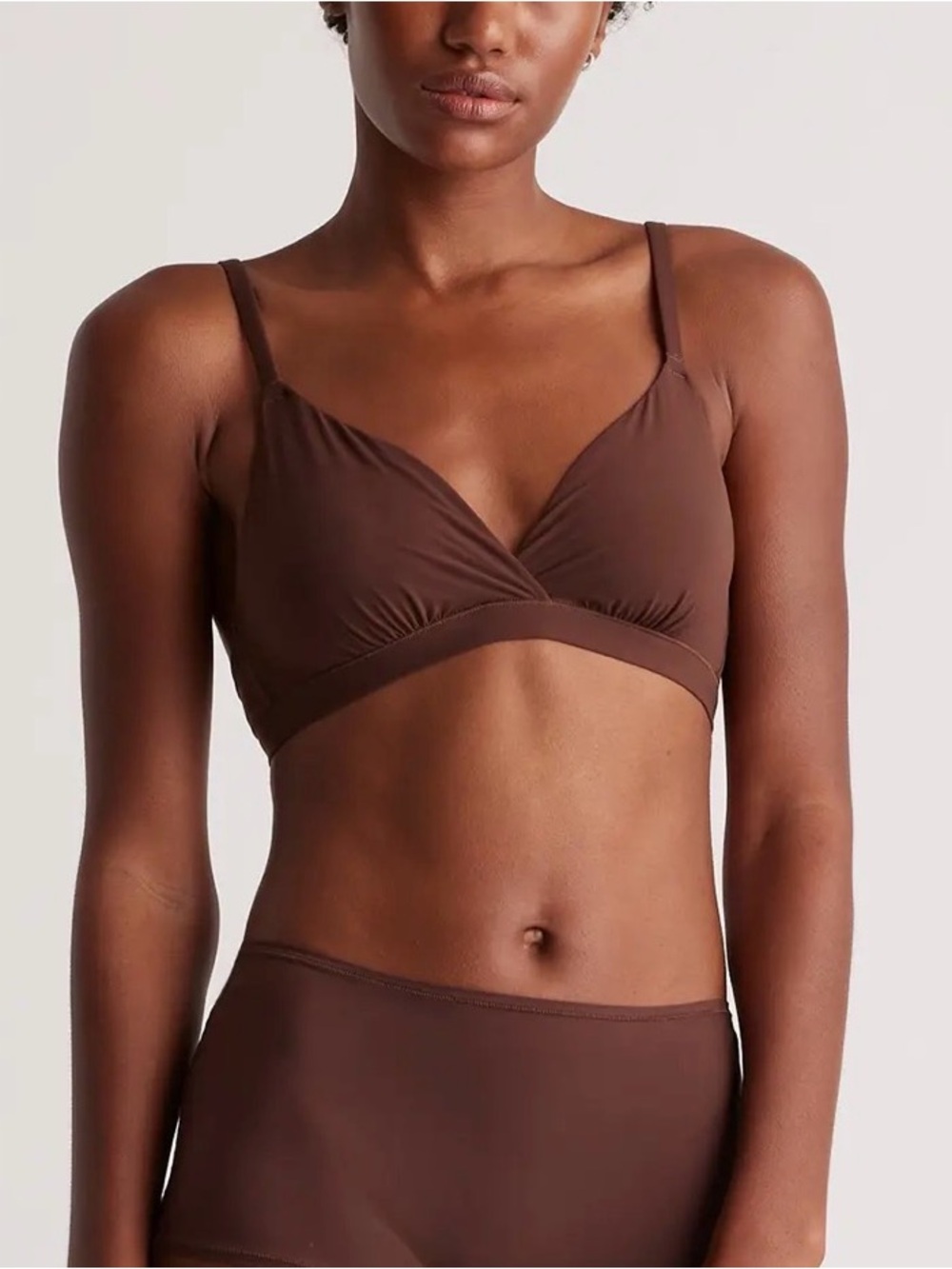 Quince Beige Second Skin Crossover Bralette - Small - Picture 4 of 4